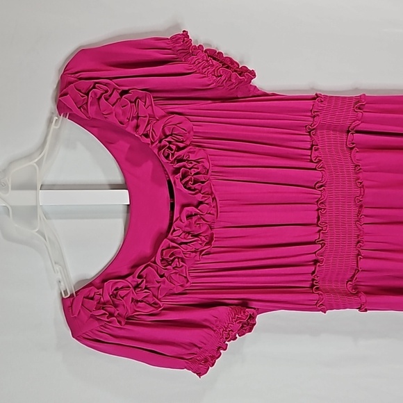 New Direction Fuschia Ruffle Trim Dress Size 14 - Picture 3 of 7